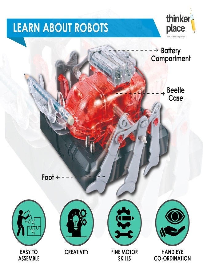ThinkerPlace Robotic Beetle DIY Kit | Build, Learn & Play | STEM Toy for Kids Age 8+ | Robotics Learning Kit with AR Experience | Fun Educational Game - Image 5